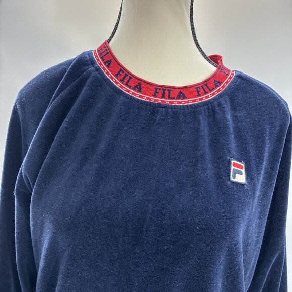 FILA Womens Size L Sweatshirt Navy Blue Long Sleeve Logo Athletic Pullover Top - Picture 2 of 7